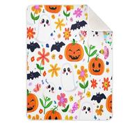 BOESI Halloween Pumpkins & Bats Baby Blanket, Toddler Blanket, Soft and Comfortable, Unisex, For Crib, Stroller, Walker, Mattress