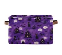 BOESI Haunted House Canvas Storage Bin, Square Basket with Handle