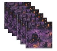 BOESI Haunted Manor 6 Pack Cloth Napkins 20x20in, Satin Dinner Napkins