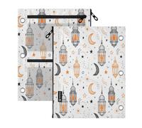 BOESI Lantern Moon Star 2 PCS Pencil Pouch for 3 Ring Binder,Clear Window