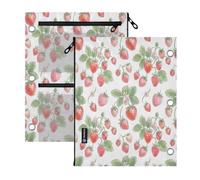 BOESI Line Art Strawberry 2 PCS Pencil Pouch for 3 Ring Binder,Clear Window