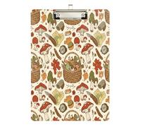 BOESI Mushroom Foraging Pattern Acrylic Clipboard 12.5x9 Inch, Metal Clip with Hook, Scratch Resistant Clear Writing Board for Office Classroom