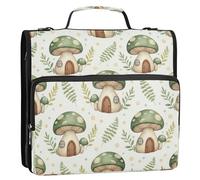 BOESI Mushroom Houses Zipper Binder 3 Ring, 2 Inch Rings Expandable File Folder with Crossbody Strap Water Resistant for School Office