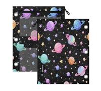 BOESI Planet Cartoon 2 PCS Pencil Pouch for 3 Ring Binder,Clear Window