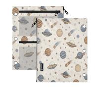 BOESI Planet Space 2 PCS Pencil Pouch for 3 Ring Binder,Clear Window
