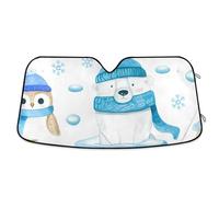 BOESI Polar Bears and Owls Car Sunshield Windshield Sun Shade for Car SUV Truck, Foldable Heat Shield Block UV Rays, 55x27.6 inch