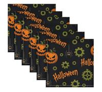 BOESI Pumpkin Art 6 Pack Cloth Napkins 20x20in, Satin Dinner Napkins