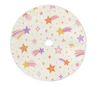 BOESI Shooting Stars Christmas Tree Skirt 47.2in, Plush Round Tree Mat | Plush Polyester, 47.2in, 3 Ties, Opening Design, Soft & Cozy, Machine Washable, For Christmas Tree Decor, Indoor Outdoor
