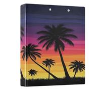 BOESI Tropical Sunset Pattern Ring Binder with Clipboard, 1.5 Inch D Ring Binder Folder, Water Resistant PVC Document Organizer with Metal Clip for Office Home