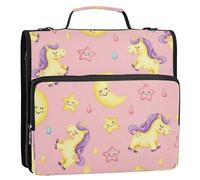 BOESI Unicorns Dreams Zipper Binder 3 Ring, 2 Inch Rings Expandable File Folder with Crossbody Strap Water Resistant for School Office