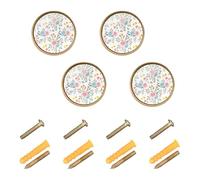 BOESI Watercolor Flowers Drawer Knobs, Cabinet Knobs, Knobs Set of 4 for Home, Kitchen, Bathroom