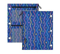 BOESI Wavy Line Star 2 PCS Pencil Pouch for 3 Ring Binder,Clear Window