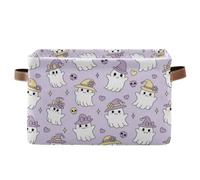 BOESI Witch Wraith Canvas Storage Bin, Square Basket with Handle
