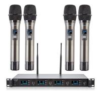Boeska 4 Channel Wireless Microphone System, UHF 4 Cordless Handheld Mics for Karaoke Church Speaking Conference Meeting Party, 4x50 Adjustable Frequency (4 Handheld)