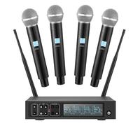 Boeska Wireless Microphone System, 4x50 Channels Cordless Handheld Microphones, 200FT UHF Range, Mics with Stable Signal Transmission for Karaoke Singing Party Church Wedding PA Speaker