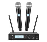 Boeska Wireless Microphones System with 2 X 100 Channels Cordless Handheld Microphone, 328 FT UHF Range, Mics with Stable Signal Transmission for Karaoke Singing Party Church Wedding PA Speaker
