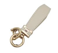 Boethesi Leather Car Keychain for Man,Anti-lost D-ring LUCKY Key Chain Holder,Universal Key Chains for Key Fobs, Golden&white, One size