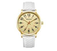 BOFAN Gold Nurse Watch for Nurse Medical Professionals,Womens,Doctors with Easy to Read Dial,Second Hand and 24 Hour,White Leather Strap,Water Resistant