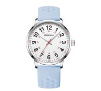 BOFAN Nurse Watch for Medical Professionals,Students,Doctors with Easy to Read Dial,Second Hand and 24 Hour,Soft and Breathable Silicone Band,Water Resistant, white-Light Blue, Watch