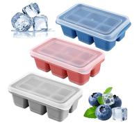 Bofanze 3 Pcs Silicone Ice Cube Trays Easy-Release Ice Cube Moulds Square Ice Cube Tray with Lid Silicone Ice Molds with Removable lid Ice Cube Moulds Set Mini Ice Cube Tray for Cocktails and Whisky