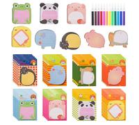 Bofanze 40 Pack Cartoon Animal Sticky Notes 800 pcs Self-Stick Memo Pads Cute Sticky Notes Set Mini Memo Note Pad Cartoon Notes with 12 Brushes for Schools, Children's Birthday Presents(8 Styles)