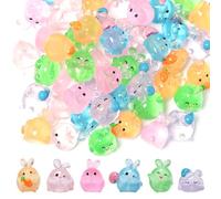 Bofanze Pack of 60 Mini Luminous Rabbit Mini Resin Animals Mini Luminous Resin Figurines Colourful Small Animal Figures Luminous Colourful Miniature Figures for Dollhouse Decoration, Home Decoration
