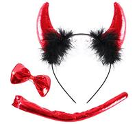 Bofeiya Frog Costume Set Animal Fancy Dress Costume Kit Frog Ear Headband Bow Tie Tail for Girls Halloween Cosplay Party Dress Up (Devil Horn)
