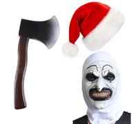 Bofeiya Set of 2Pcs The Clown Mask Clown Accessories-Face Mask, Hat for Scary Killer Party, Christmas Party (Style 1)