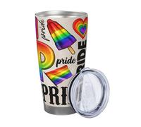 Bofemgt Pride Tumbler Stainless Steel Double Wall Vacuum Insulated Rainbow Coffee Travel Mug, Perfect LGBT Gifts For Gay Friends 20 oz