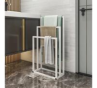 BOFENG 3-Tier White Metal Towel Rack 3 Bars Freestanding Towel Holder Drying Shelf Stand Towel Bar Storage Ladder Bathroom Accessories Organizer Bath Storage,Hand Towel,Washcloth,Kitchen Cloth