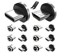 Boffdock 7Pcs Type C Magnetic Tips and 7Pcs Micro Magnetic Heads for USB Android Devices with 1 Contact Points without USB Cord & Non-Data