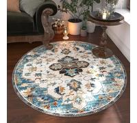 BOFIBO Round Carpet Round Carpets for Bedroom Vintage Floral Large Area Home Decor Luxury Bohemian Exotic Art Soft Bedroom Polyester Rugs(I,Diameter100cm)