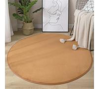 BOFIBO Round Carpet Round Coral Area Rug Color Water Absorption Sofa Area Rug Memory Foam Bedroom Bedroom Children Rug Yoga Mat(Kaki,100x100cm)