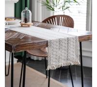 BOFIBO Table Runners Green Table Runner Cotton and Hemp Splicing Weaving Table Runners 6cm Bearded Table Runners Splicing Weaving Table Runner(White)