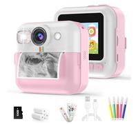 BOFIDAR Kids Instant Print Camera, 1080P Kids Digital Camera with 3 Rolls Photo Paper & 32GB Card, Toddler 3-10 Year Old Girl Birthday Gifts, Childrens Funny Toys for Boys(Pink)