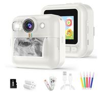 BOFIDAR Kids Instant Print Camera, 1080P Kids Digital Camera with 3 Rolls Photo Paper & 32GB Card, Toddler 3-10 Year Old Girl Birthday Gifts, Childrens Funny Toys for Boys(White)