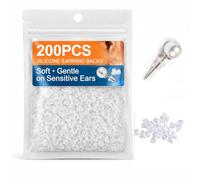 Bofoho 200PCS Small Silicone Earring Backs - Soft & Invisible Clear Rubber Stoppers for Studs, Hoops & Hooks, Replacement Earring Backings