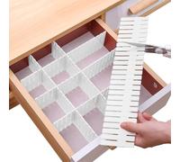 Bofoho Drawer Divider Adjustable Diy Storage Organizer Separator for Tidying Clutter Cutlery Underwear Socks Clothes Dresses Desk & Box in Kitchen Bathroom Bedroom Office (Cut at Will) (White 16pcs)