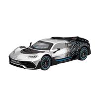 BOFSMXXNP Die-cast car models 1:24 For Mercedes-Benz GTR ONE F1 Alloy Model Die-cast Vehicle Door Opening Sound And Light Pull Back Alloy car models(ONE Silver)