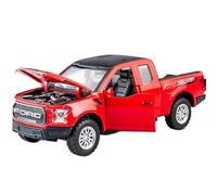 BOFSMXXNP Die-cast car models 1:32 For Ford Raptor F150 Pickup Off-road Vehicle Die-cast Metal Alloy Model Car Sound And Light Pull Back Collection Ornaments Alloy car models(Red)