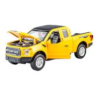 BOFSMXXNP Die-cast car models 1:32 For Ford Raptor F150 Pickup Off-road Vehicle Die-cast Metal Alloy Model Car Sound And Light Pull Back Collection Ornaments Alloy car models(Yellow)