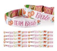 BOFUNX 12 Pieces Hen Party Wristbands - 1 x Bride 11 x Team Bride Wristbands for Wedding, Bachelorette Party, Engagement Bridal Shower Decorations (Floral)