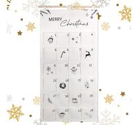 BOFUNX 2025 Advent Calendar, Christmas Advent Hanging Calendar with Pockets Christmas Countdown Calendar Fill Your Own Advent for Wall Door Decoration (White)