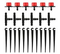 BOFUNX 300Pcs Automatic Drip Irrigation Kit Garden Watering System Adjustable Micro Irrigation Dripper Sprinklers, Tee Pipes, Hose Support Stakes for 4/7mm Hose Irrigation System