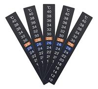 BOFUS 5 Pieces Temperature Meter Sticker Stick-on Thermometer Strip Aquarium Digital Temperature Sticker for Fish Tank Aquarium,Crystal Color Changing Fish Tank Digital Display Thermometer, Black