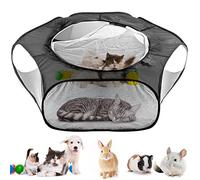 BOFUS Small Animal Cage Tent Pop Up Pet Playpen, Breathable Transparent Pet Tent with Top Cover Auto-Open Indoor Outdoor Exercise Foldable Yard Fence for Kitten,Guinea Pig