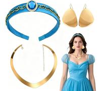 BOFYTR 3-Pair Accessories Set for Princess Jasmine Costume for Women | Includes 1 pair of earrings, 1 necklace, and 1 headband for cosplay, dress-up, and theme parties