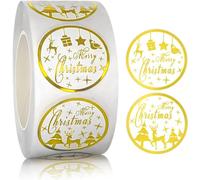 BOFYTR 500 PCS Merry Christmas Stickers, Presents Cards Tag Happy Xmas Round Self Adhesive Seals Label Scrapbooking Gift Craft Box Sticker Kids Decals 1inch/2.5cm (Style 1)