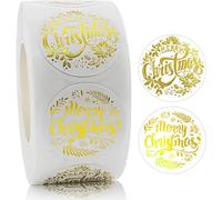 BOFYTR 500 PCS Merry Christmas Stickers, Presents Cards Tag Happy Xmas Round Self Adhesive Seals Label Scrapbooking Gift Craft Box Sticker Kids Decals 1inch/2.5cm (Style 2)