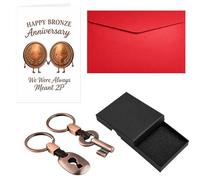 BOFYTR Copper Anniversary Milestone Gifts, Romantic Wedding Anniversary Set for Couples, Symbolic Keychain Accessories for 7th 8th 19th Year Milestones